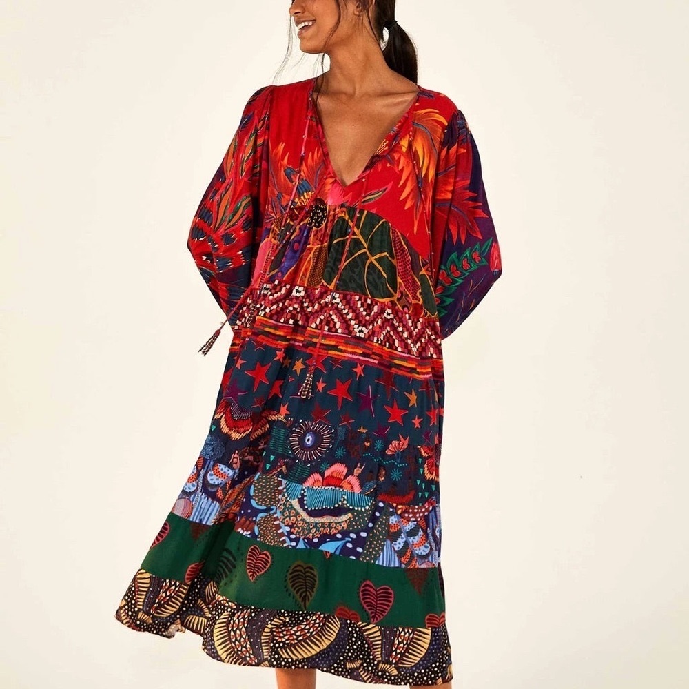 FARM RIO MIXED PRINTS TUNIC DRESS